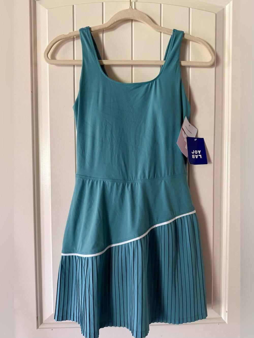 JoyLab Teal Sleeveless Pleated Hem Dress with Built in Shorts NWT